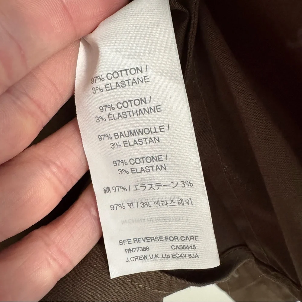 J. Crew NWT Stretch Perfect Olive Button Down Shirt